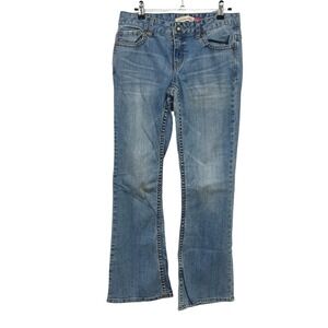 Y2K Low Rise Skinny Flare Jeans 5/6 Blue Stretch Distressed Bootcut‎ 2000s Denim